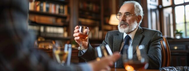 a tense courtroom scene captures a focused divorce lawyer passionately presenting evidence to a stoic judge, with the atmosphere charged with the weight of retirement assets being contested.