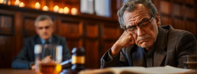 a tense courtroom scene captures a worried individual seated before a stern judge, with legal documents and a gavel prominently displayed, highlighting the gravity of a dui charge and its potential consequences.