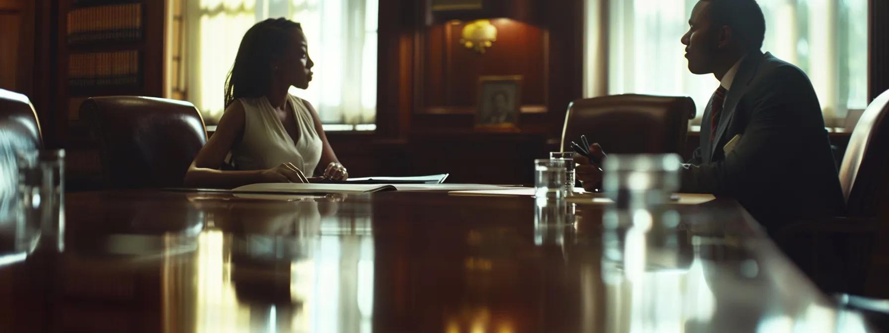 a focused courtroom scene depicts a confident lawyer presenting a complex divorce case to an attentive judge, with intricate legal documents spread across the polished wood table, highlighting their specialized knowledge in nuanced virginia beach divorce scenarios.
